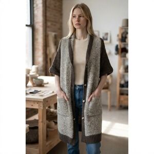 Sleeping on Snow Anthro Wool Mohair Longline Cardigan Sweater Made In Italy